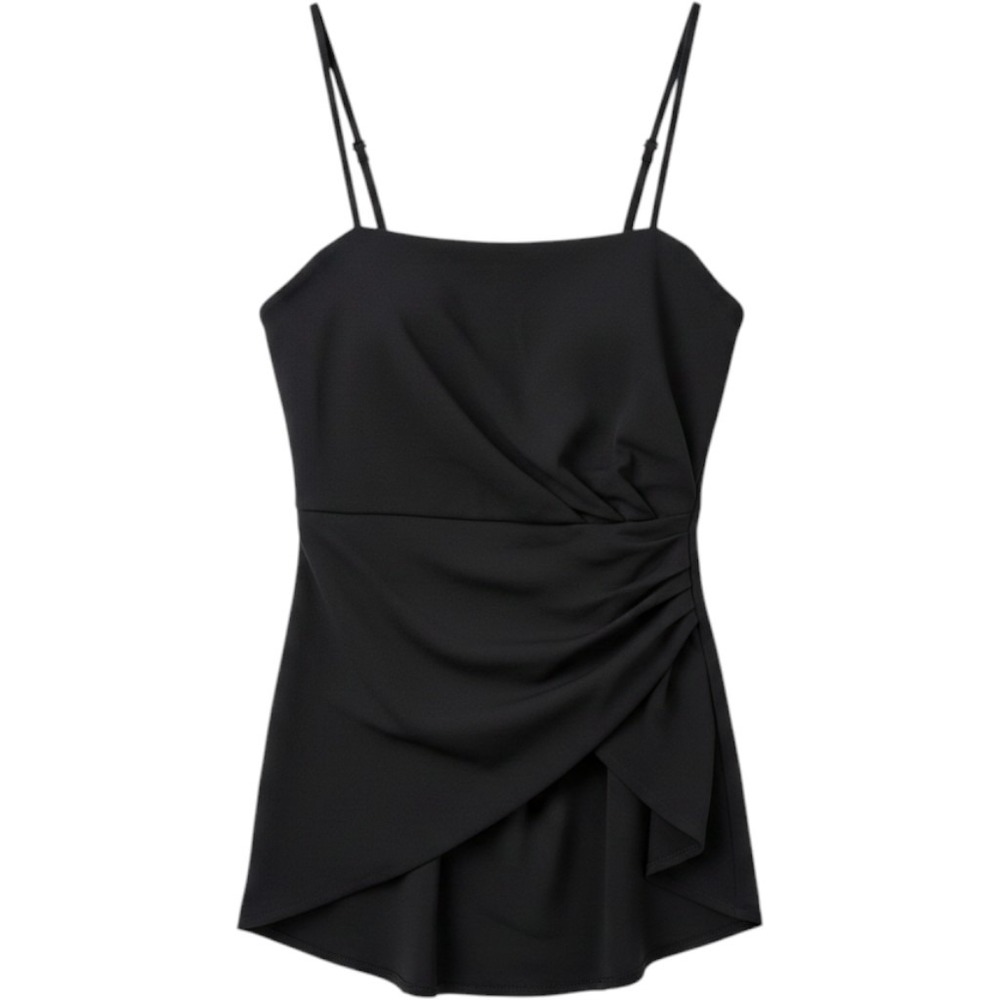 Trixxi Navy Blue Draped Ruched Party Dress, Adjustable Straps Size L 25AL293F